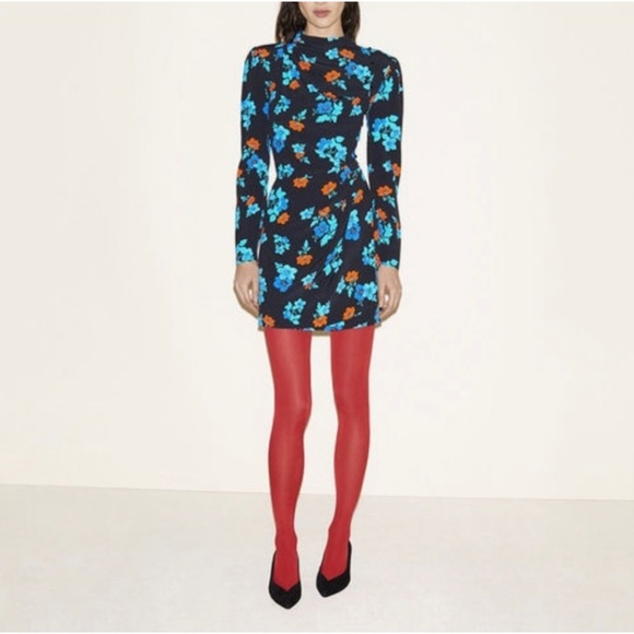 RARE MAJE Ripita Ruched Floral Long Sleeve Dress - Picture 3 of 16